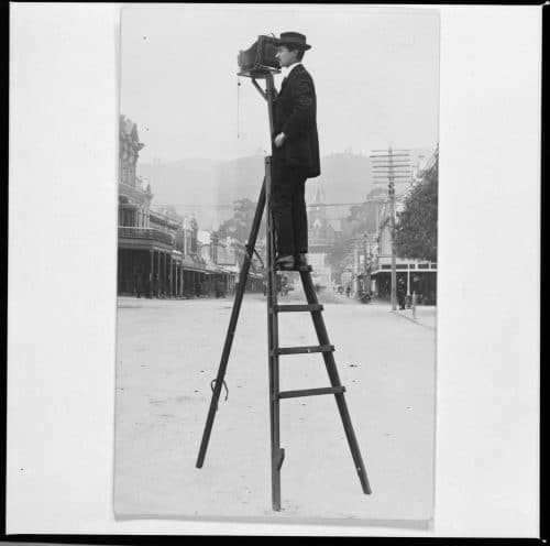 F N Jones on his ladder