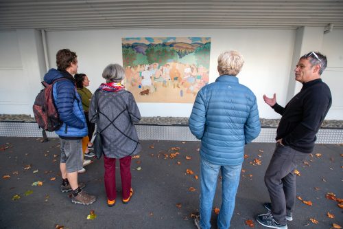 Picture by Tim Cuff 23 April 2021 - MakeShiftSpaces Artwalk dawn blessing and speeches at the Suter Gallery, Nelson, New Zealand