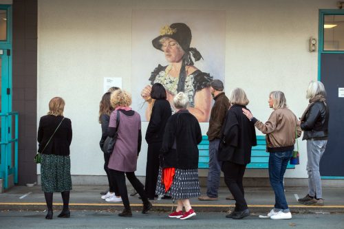 Picture by Tim Cuff 23 April 2021 - MakeShiftSpaces Artwalk dawn blessing and speeches at the Suter Gallery, Nelson, New Zealand