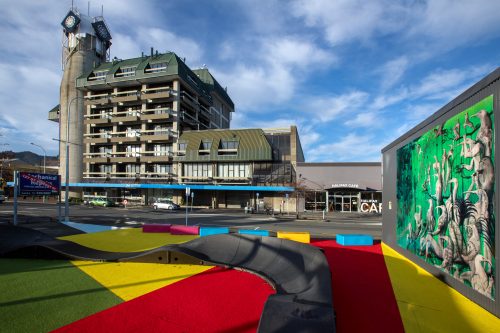 Picture by Tim Cuff 15 June 2021 - Make/Shift Spaces new installation on the ArtWalk, Bill Hammond's All Along the Heaphy Highway, Halifax Street, Nelson, New Zealand