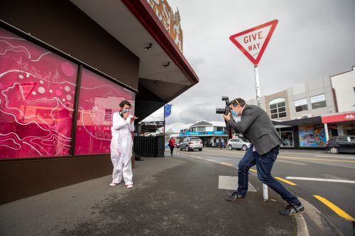 Picture by Tim Cuff 14 September 2021 - MakeShift Spaces installation: artist Ann Braunsteiner at 149  Hardy Street, Nelson, New Zealand