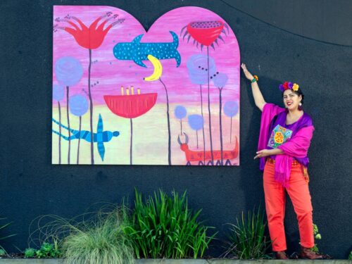 Picture by Tim Cuff - 23 September 2025 -  MakeShift Spaces ArtDoors pieces and murals with their artists, Nelson, New Zealand.