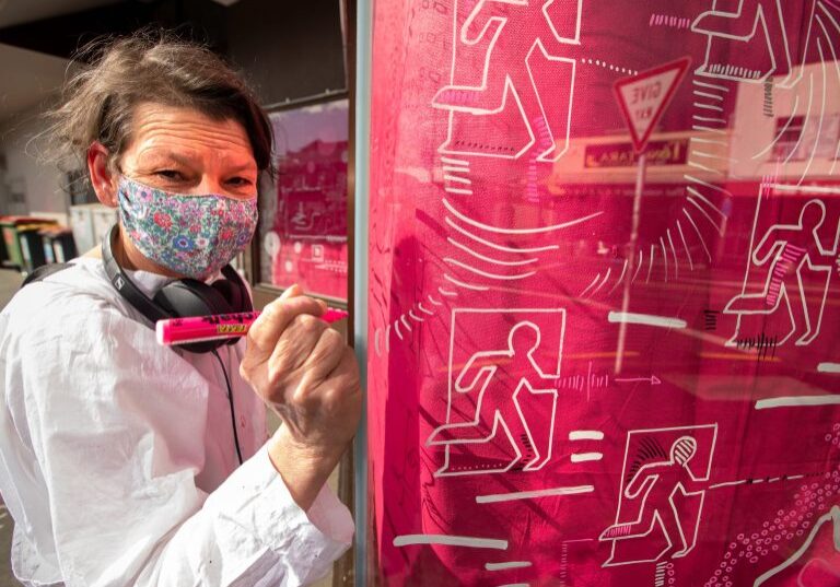 Picture by Tim Cuff 14 September 2021 - MakeShift Spaces installation: artist Ann Braunsteiner at 149  Hardy Street, Nelson, New Zealand